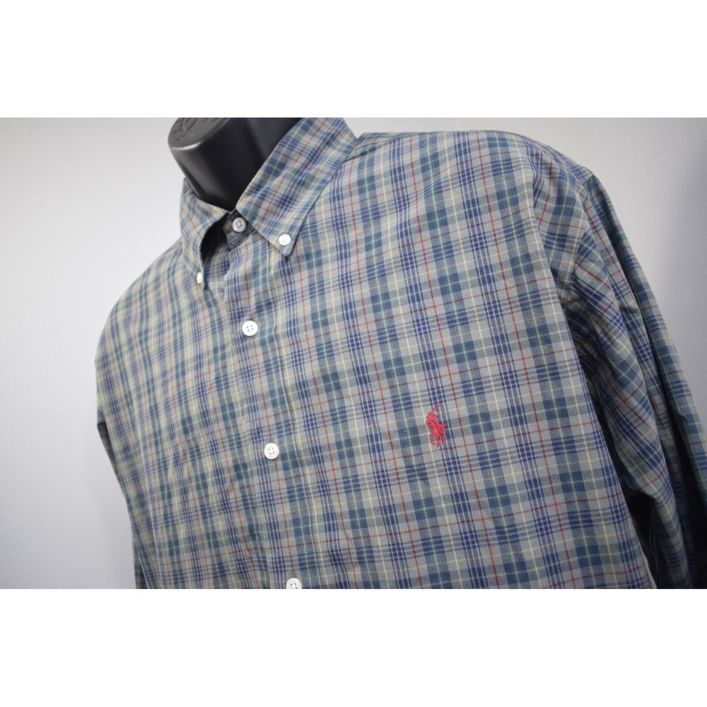 Polo Ralph Lauren‎ Dress Shirt Classic Fit Plaid Long Sleeve Mens Size 17.5 XL - Picture 2 of 8